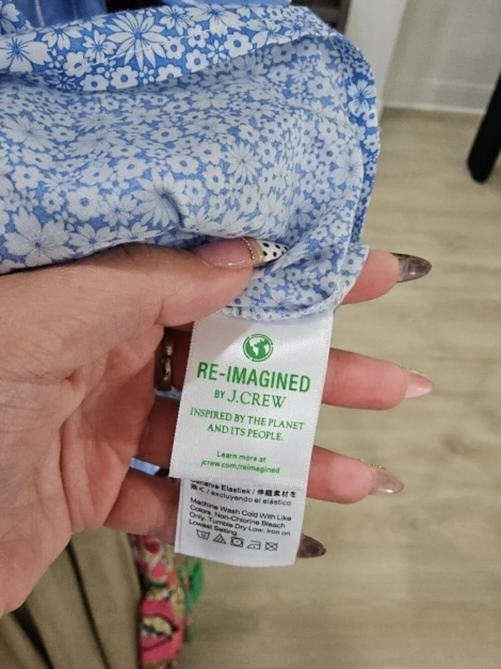 J. Crew Light Blue Floral Puff-Sleeve Blouse